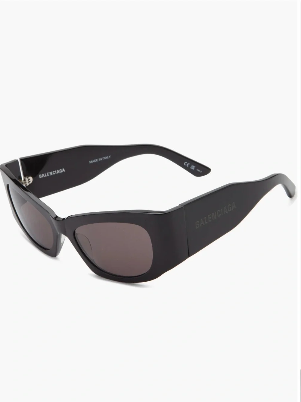 Balenciaga Matte Black Cat-Eye Sunglasses with Dark Lenses